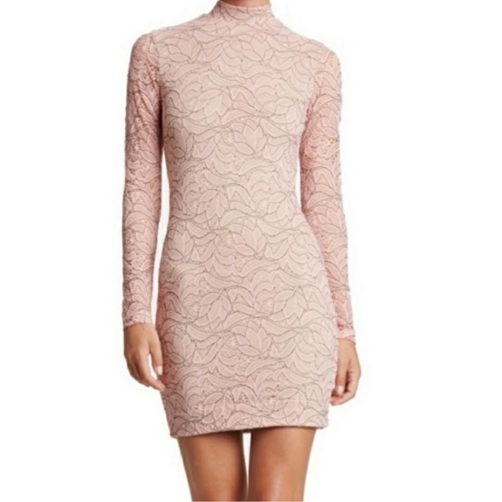 EUC - Dress the Population Penelope Lace Bodycon Dress - size S pink